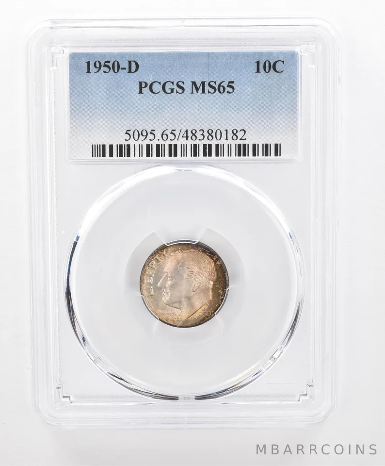 1950-D Roosevelt Dime MS65 PCGS Beautiful Tone *2735