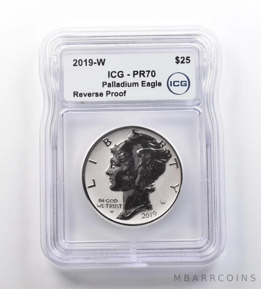 2019-W $25 Palladium Eagle 1 Oz Palladium Reverse Proof PR70 ICG *2585