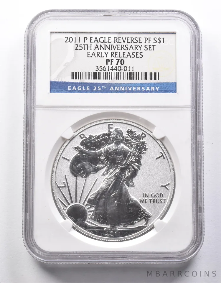 PF70 Reverse PF 2011-P American Silver Eagle 25th Anniv Set ER NGC a8662