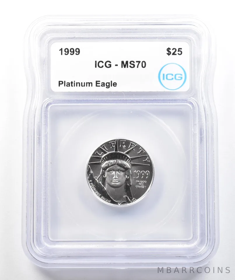 1999 $25 American Platinum Eagle 1/4 Oz Platinum MS70 ICG
