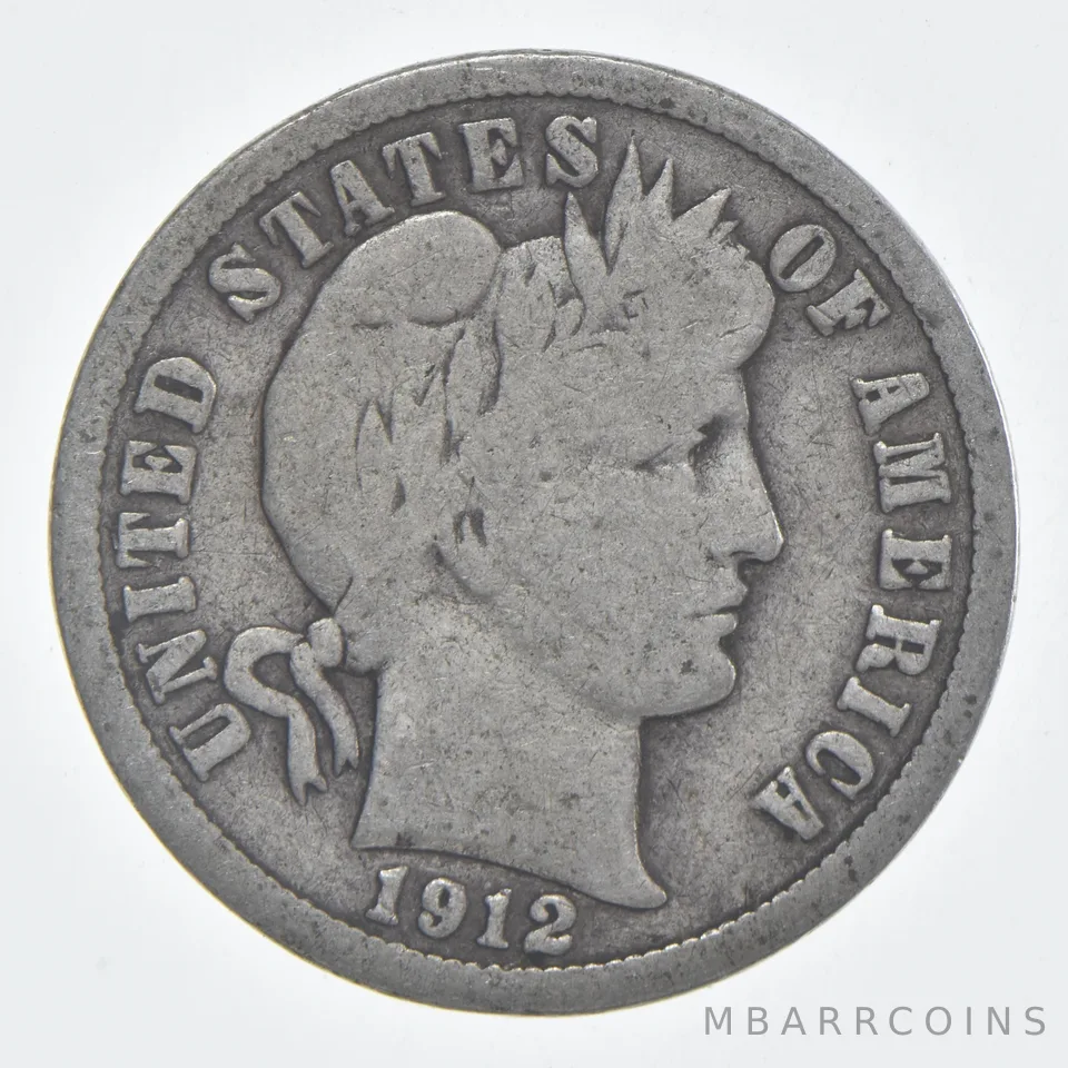 1912-D Barber Dime 90% Silver VG Condition