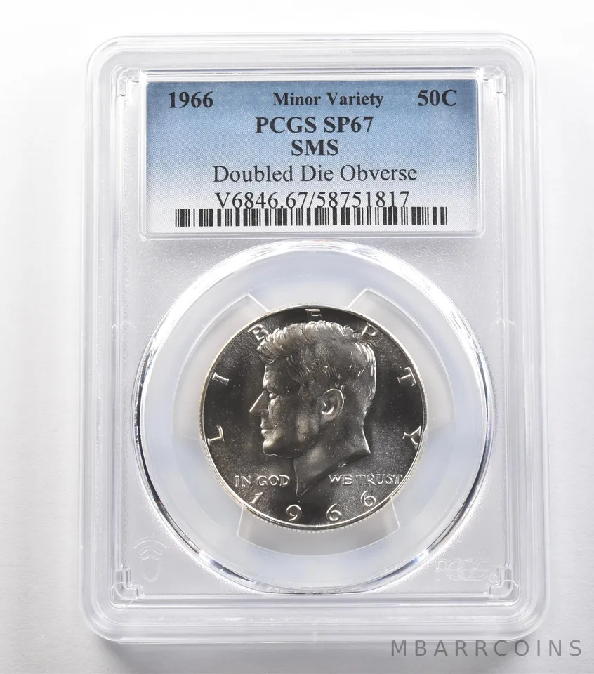 1966 Kennedy Half Dollar SMS Doubled Die Obverse SP67 PCGS *4847