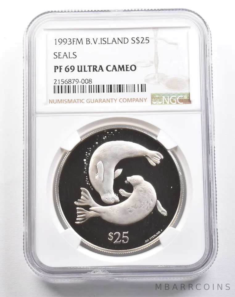 1993 FM British Virgin Islands 25 Dollars Silver Deer PF69 UCAM NGC *4930