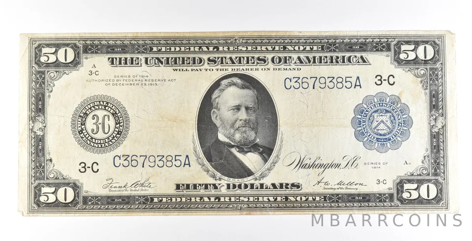 1914 $50 Philadelphia PA FRN Large Note Blue Seal *5620