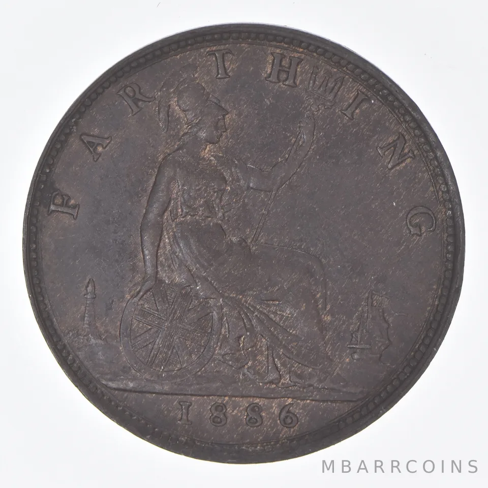 Better Date - 1886 Great Britain 1 Farthing World Coin *041