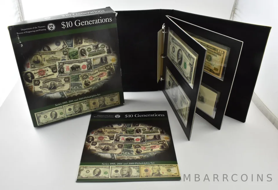 $10 Generations Series 1995/2001/2009 Philadelphia Set Bureau Of Engraving *1056