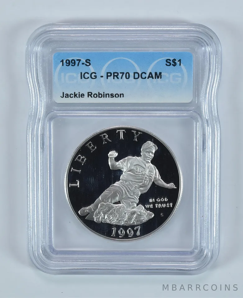 1997-S Jackie Robinson Commemorative Silver Dollar PR70 DCAM ICG