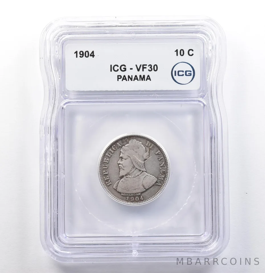 1904 Panama 10 Centesimos VF30 ICG *9879
