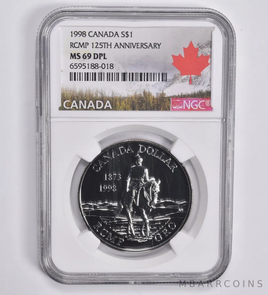 1998 Canada $1 Silver Dollar RCMP 125th Anniversary MS69 DPL NGC Canada