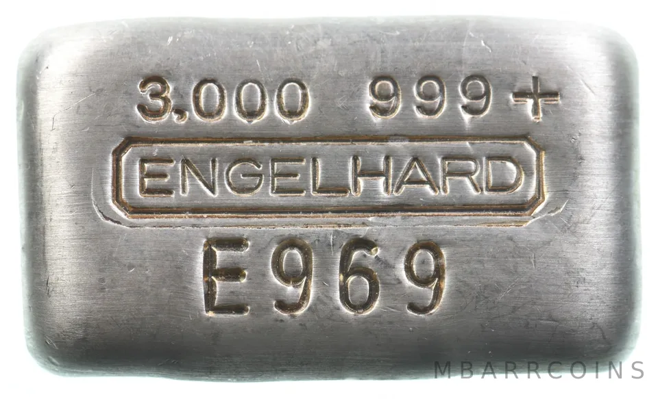 3 Oz Silver Bar Engelhard Low Serial Number *4200