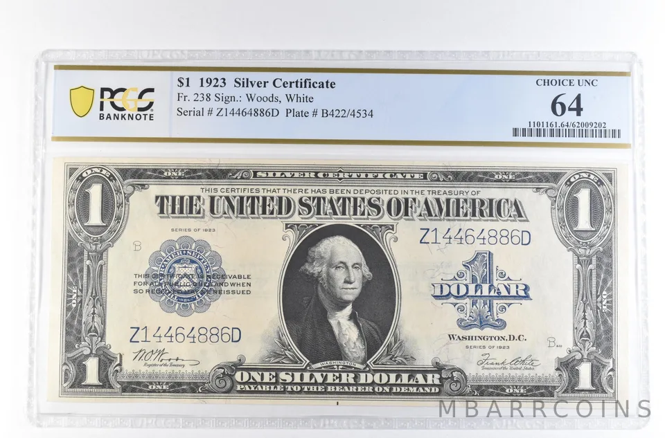 1923 $1 Silver Certificate Large Note Fr#238 Choice Unc 64 PCGS *2346
