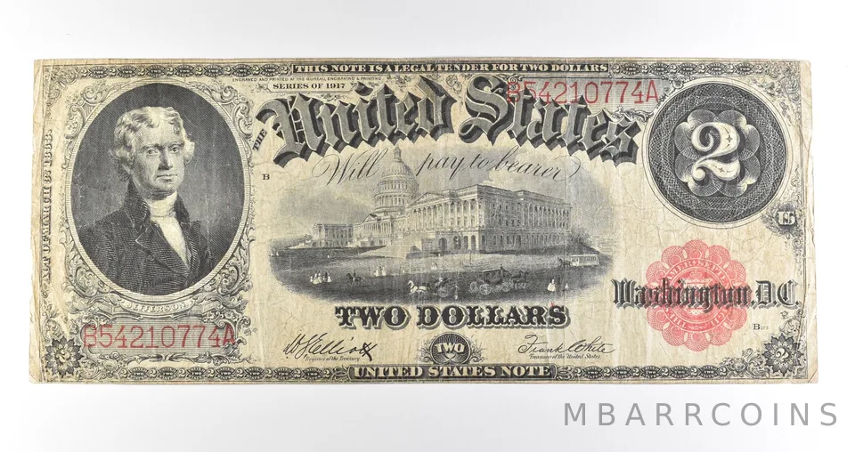 1917 $2 Legal Tender Large Note Red Seal *4572