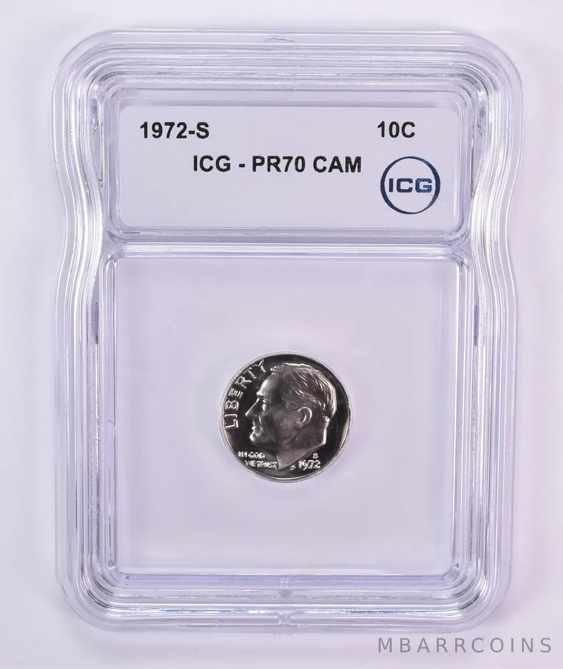 1972-S Roosevelt Dime PR70 CAM ICG