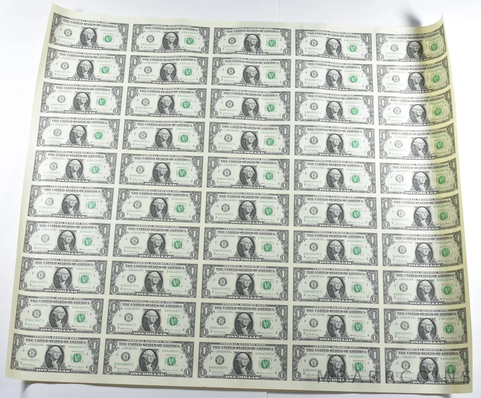 Lot (50) 2017 $1 New York NY FRN Uncut Sheet *8581