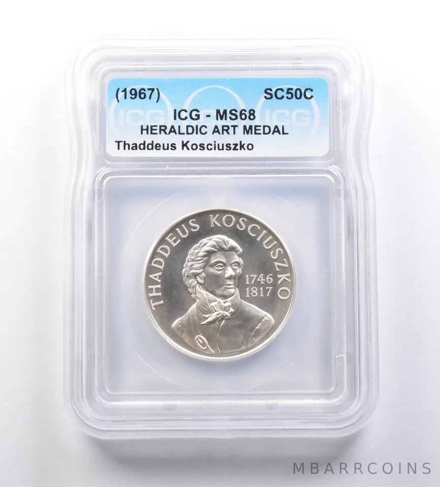 (1967) So-Called Half Dollar Thaddeus Kosciuszko MS68 ICG *7234