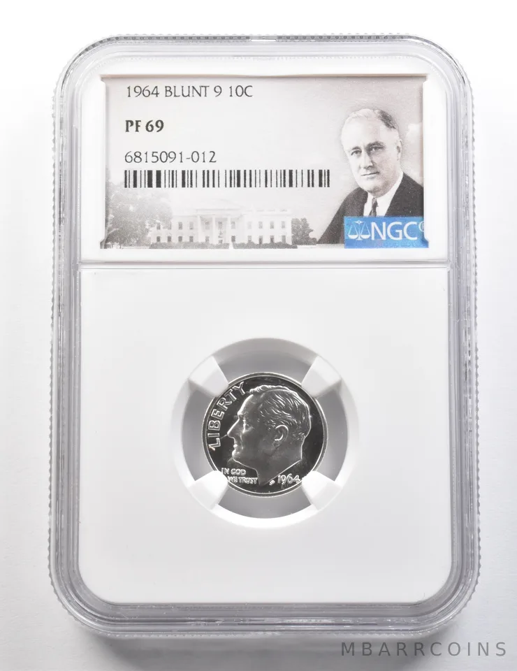 1964 Roosevelt Dime Blunt 9 PF69 NGC *9509