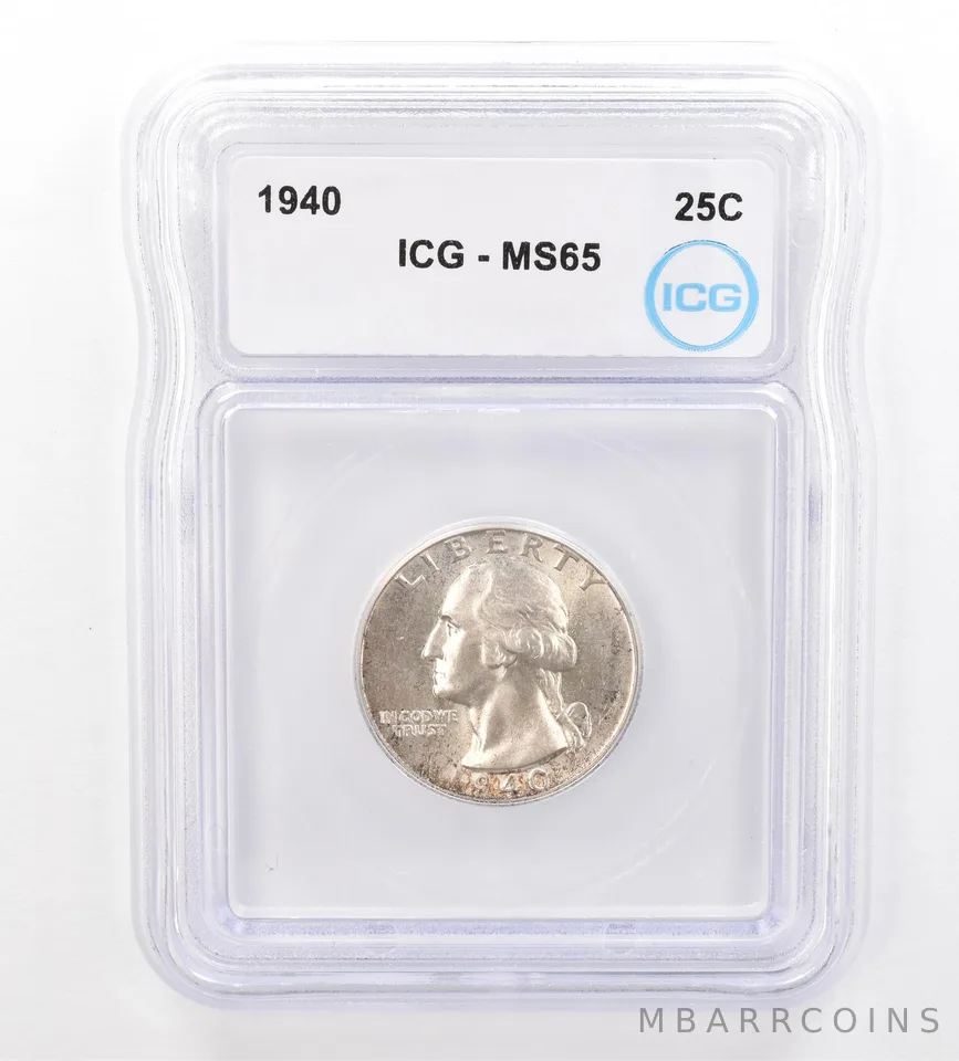 1940 Washington Quarter MS65 ICG Peripheral Tone *7331