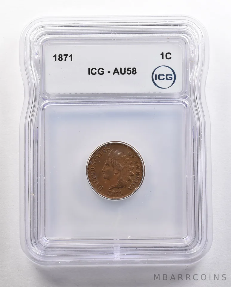 1871 Indian Head Cent AU58 ICG *4455