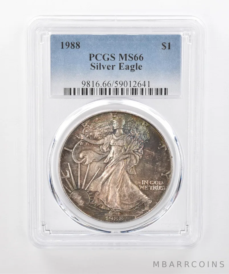 1988 American Silver Eagle MS66 PCGS Beautiful Tone *1524