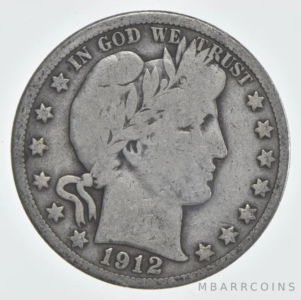 1912 (P) Barber Half Dollar 90% Silver VG Condition