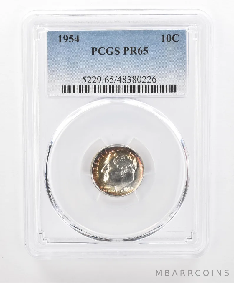 1954 Roosevelt Dime PR65 PCGS Beautiful Tone *2797