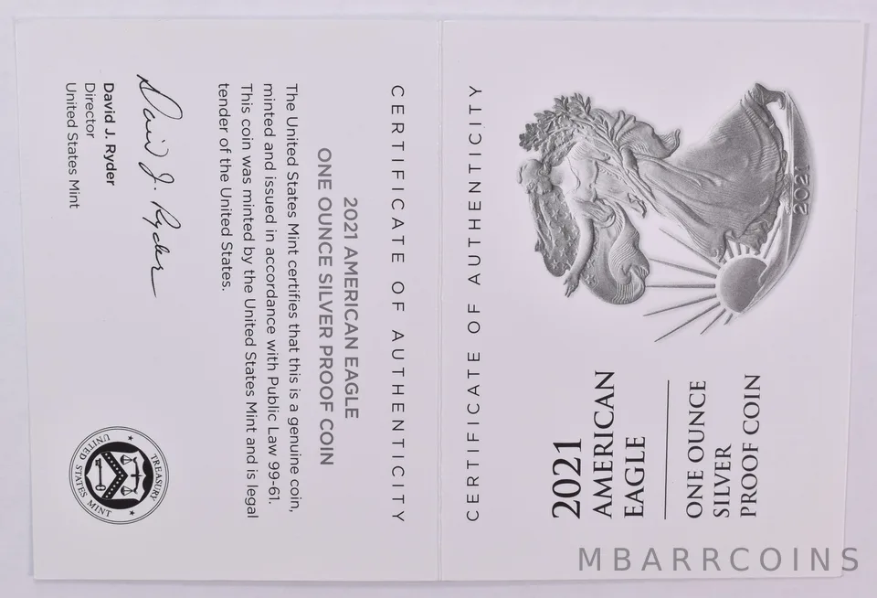 COA 2021-W T2 American Silver Eagle Type 2 Proof