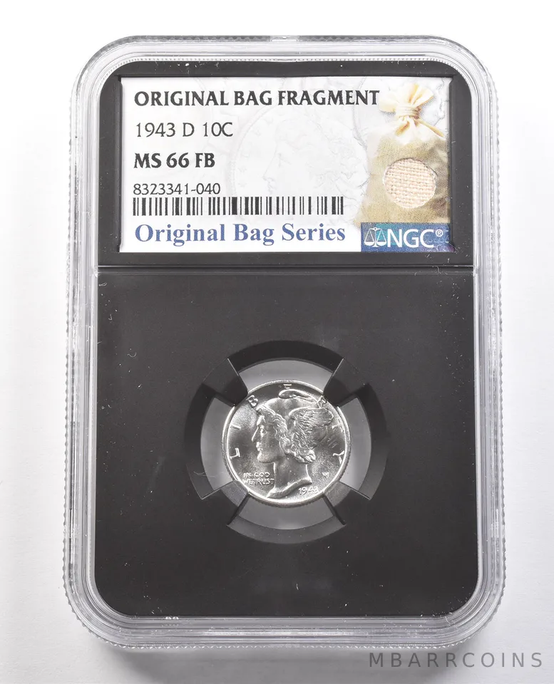 1943-D Mercury Dime Original Bag Fragment MS66 FB NGC *6135