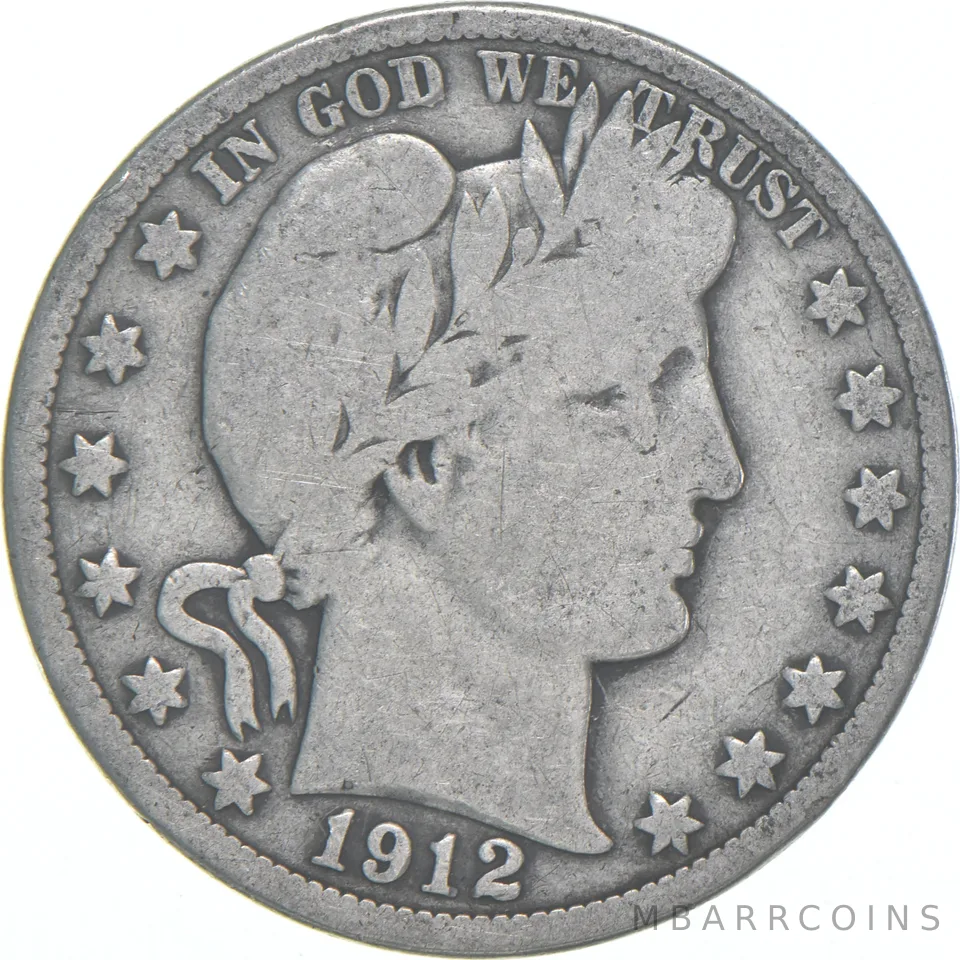 1912 Barber Half Dollar Average Circ 90% Silver
