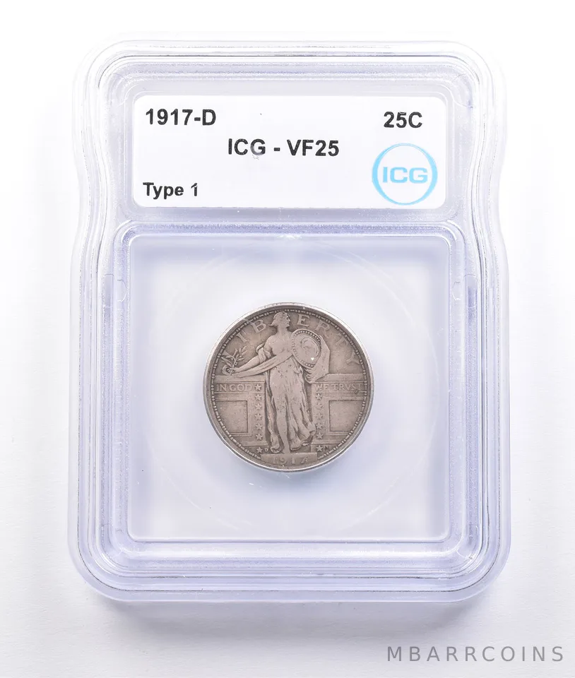 1917-D Standing Liberty Quarter Type 1 VF25 ICG *6887