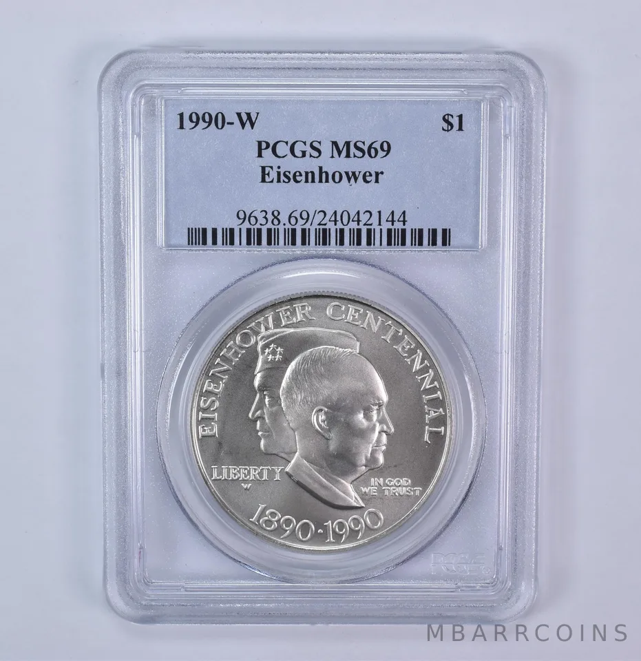 1990-W Eisenhower Commemorative Silver Dollar MS69 PCGS
