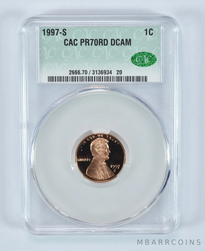 1997-S Lincoln Memorial Cent PR70 RD DCAM CAC CACg