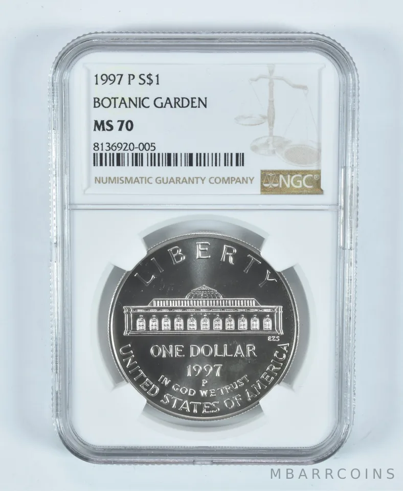 1997-P Botanic Gardens Commemorative Silver Dollar MS70 NGC