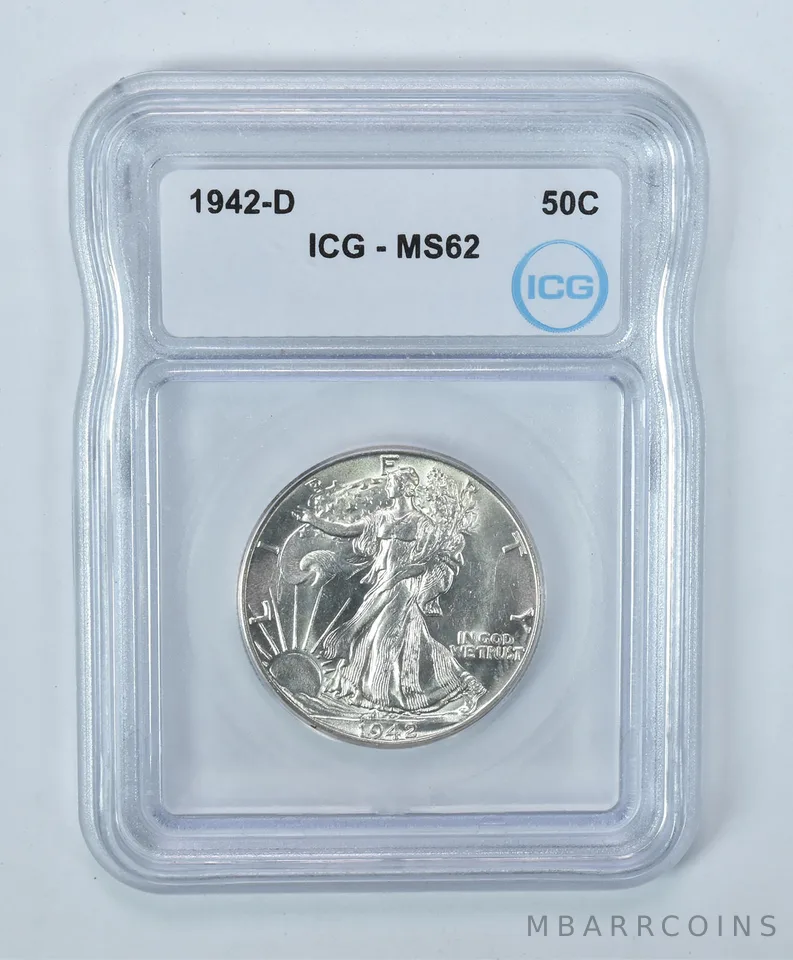 1942-D Walking Liberty Half Dollar MS62 ICG