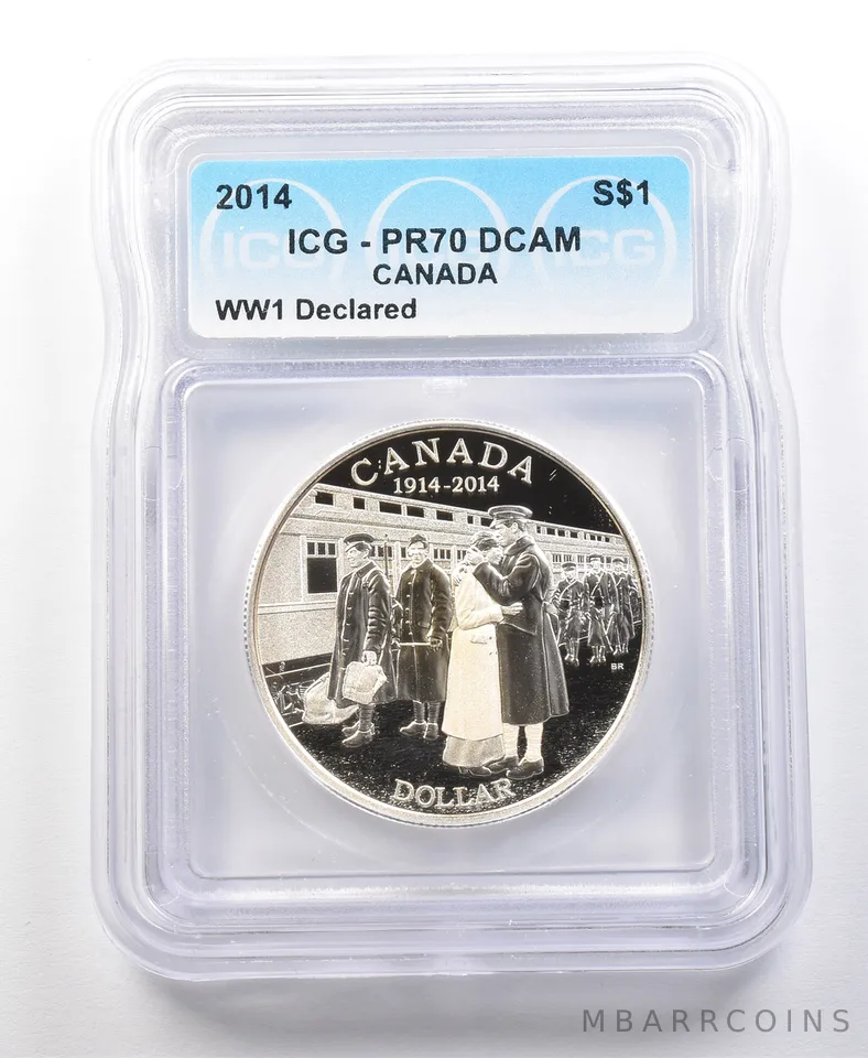 2014 Canada Silver Dollar World War 1 Declared PR70 DCAM ICG *0065