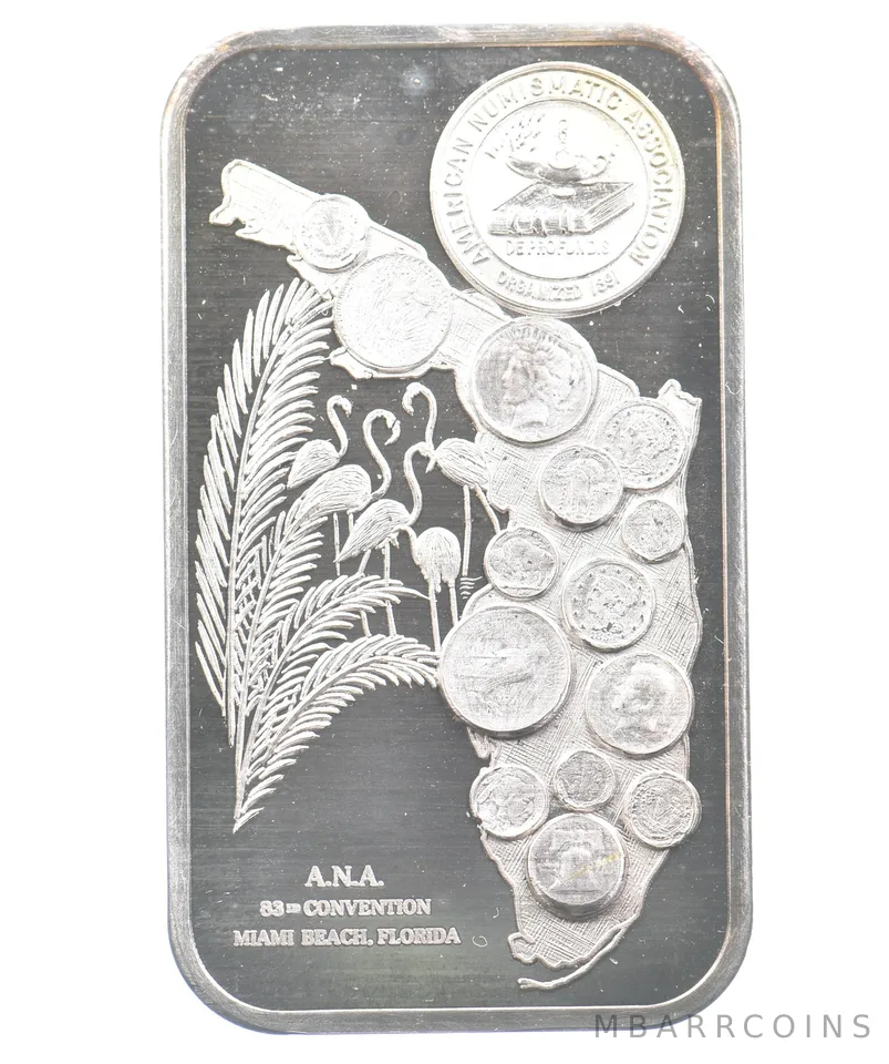 1974 ANA 83rd Convention Madison Mint 1 Oz Silver Bar *3910