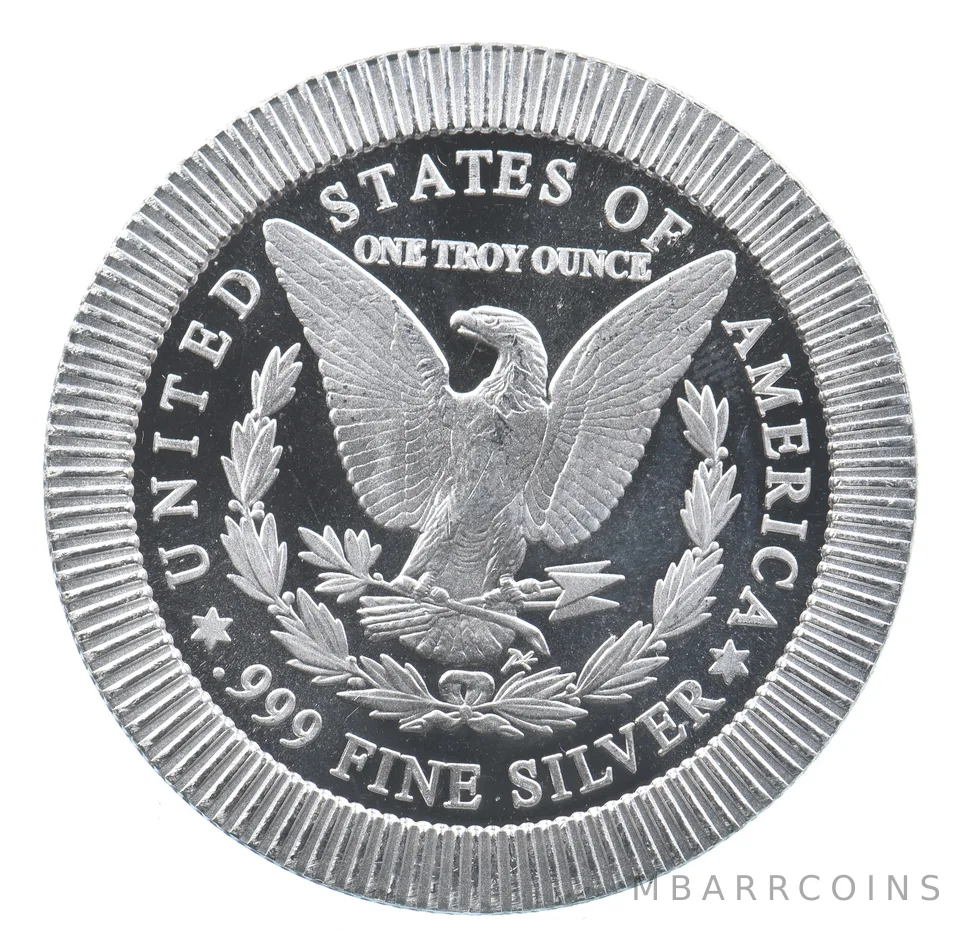 VINTAGE Art Bar/Round Morgan Dollar Design Stacker 1 Oz. Silver 1 T Ounce *218