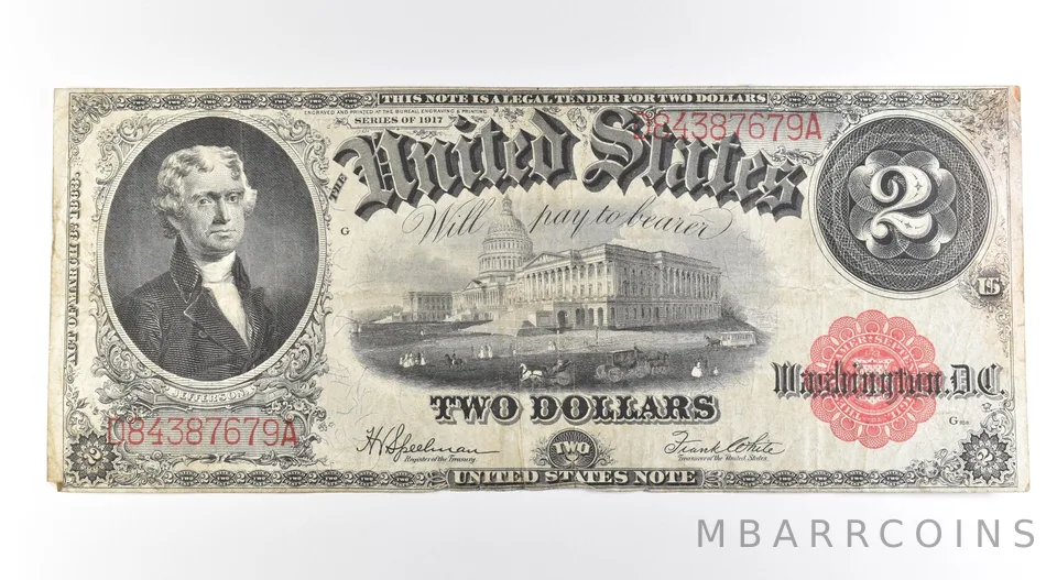 1917 $2 Legal Tender Large Note Red Seal *2654