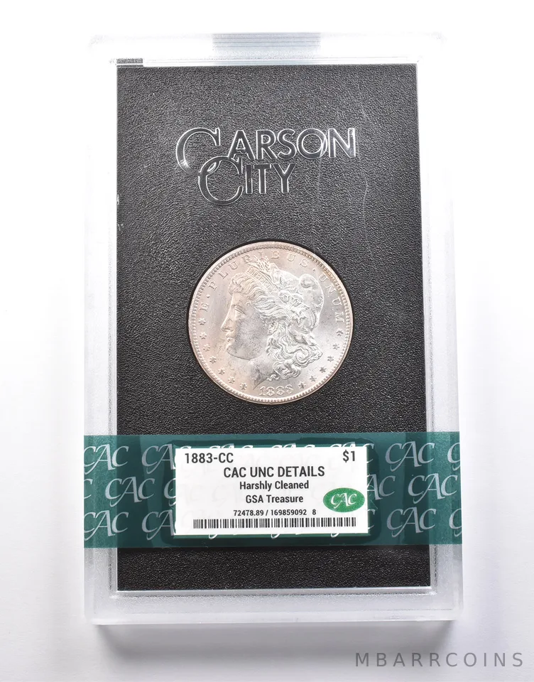 1883-CC Morgan Silver Dollar GSA Treasure Harshly Cleaned Unc Details CAC *9960