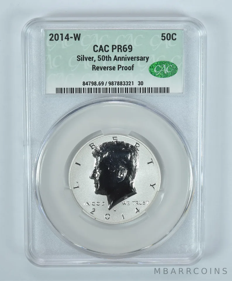 2014-W Kennedy Half Dollar Silver 50th Anniversary Reverse Proof PR69 CAC CACg