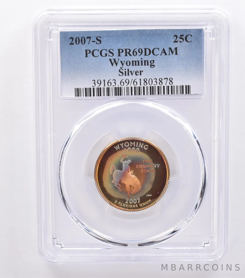 2007-S Washington State Quarter Wyoming Silver PR69 DCAM PCGS Nice Tone *8742