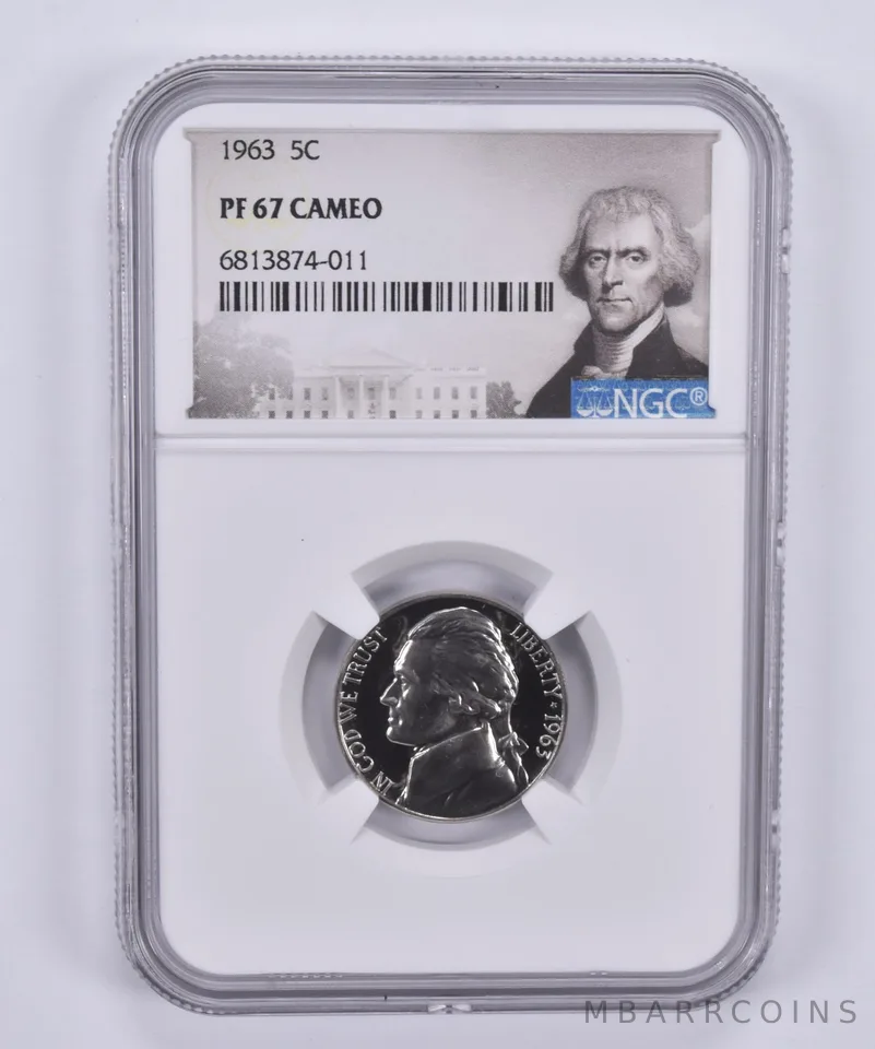1963 Jefferson Nickel 5c PF67 Cam NGC Special Label