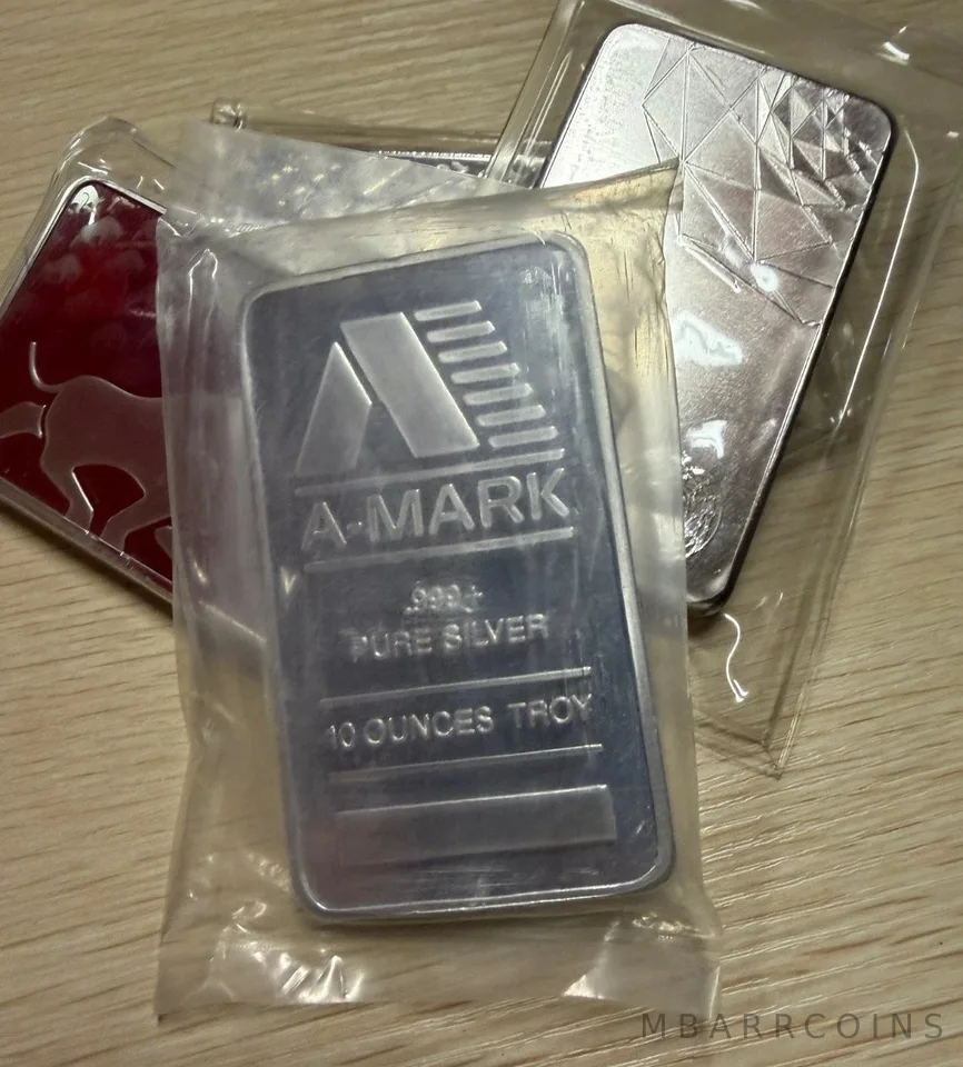 10 Oz Troy Ounce .999 Silver Bar - Assorted Design Secondary Random Lot