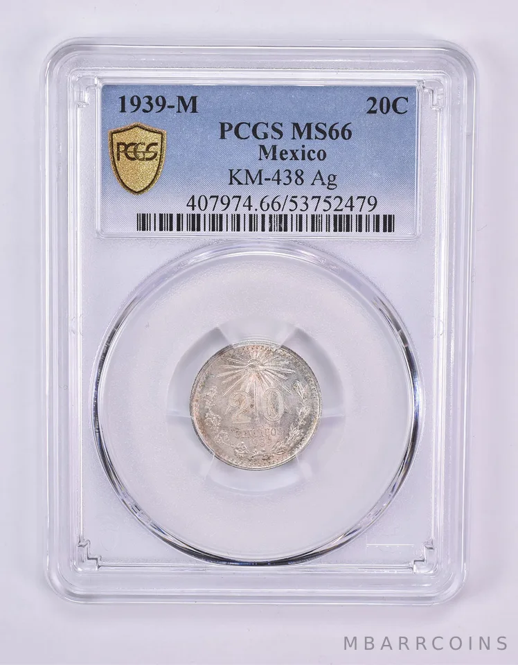 1939 M Mexico 20 Centavos Silver KM-438 MS66 PCGS