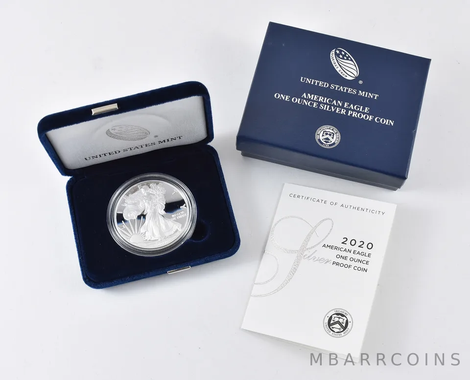 2020-W American Silver Eagle PROOF 1 Oz Silver - Coin & Box & COA