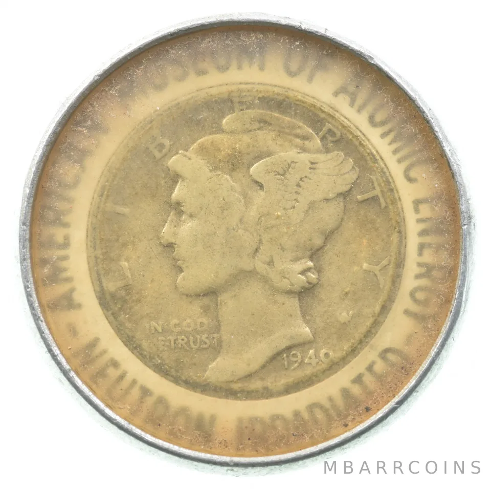 1940 Mercury Dime Museum Of Atomic Energy Neutron Irradiated a8750