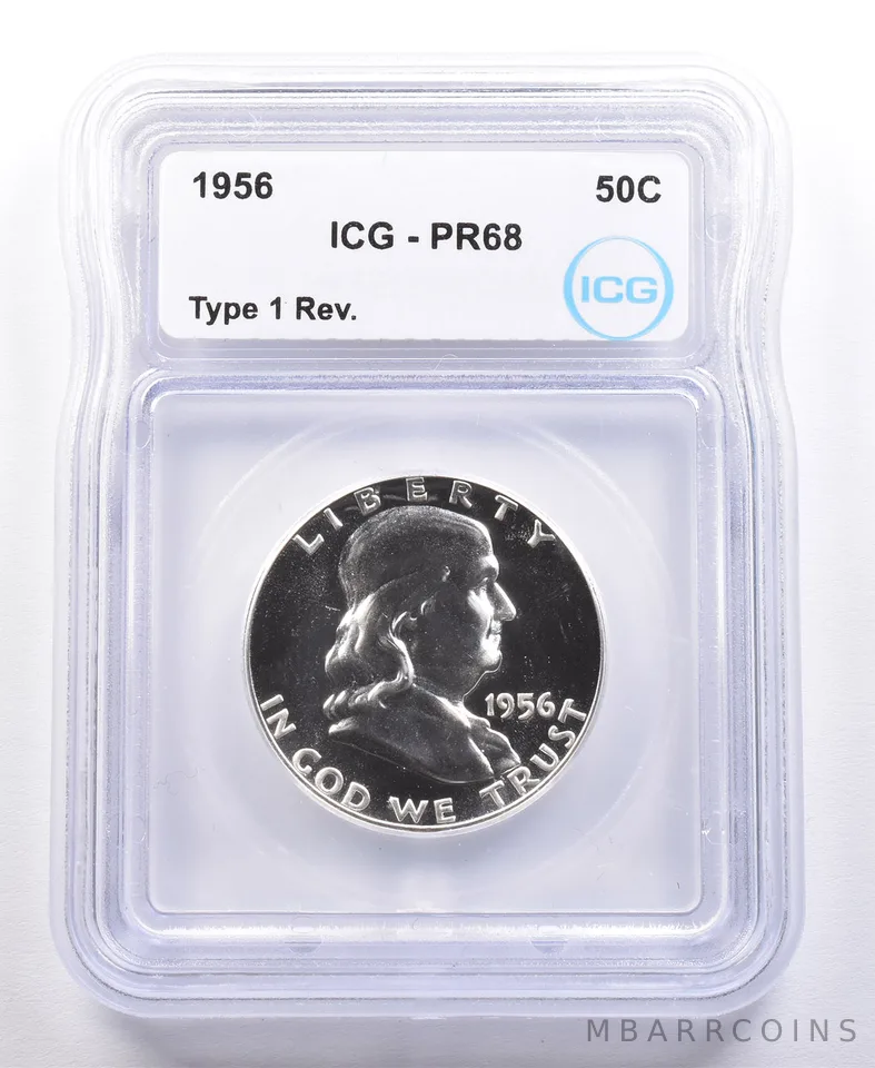 1956 Franklin Half Dollar Type 1 Reverse PR68 ICG *4654