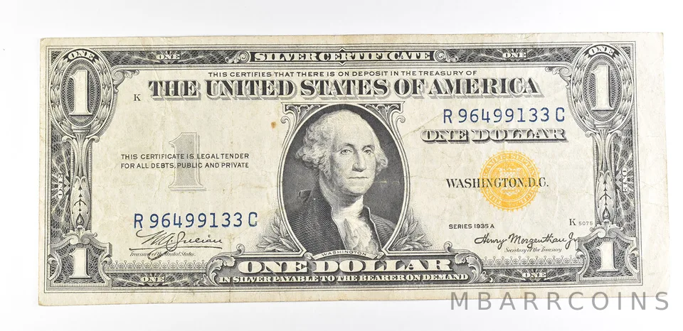 1935 A $1 Silver Certificate North Africa Yellow Seal Fr#2309 WWII *9342