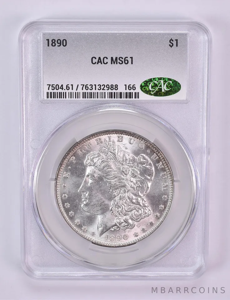 1890 Morgan Silver Dollar MS61 CAC CACg