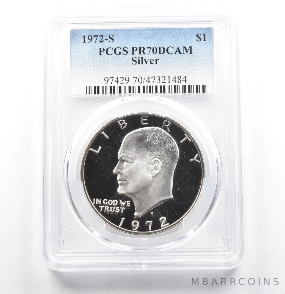 1972-S Eisenhower $1 Silver PR70 DCAM PCGS PEG LEG Variety