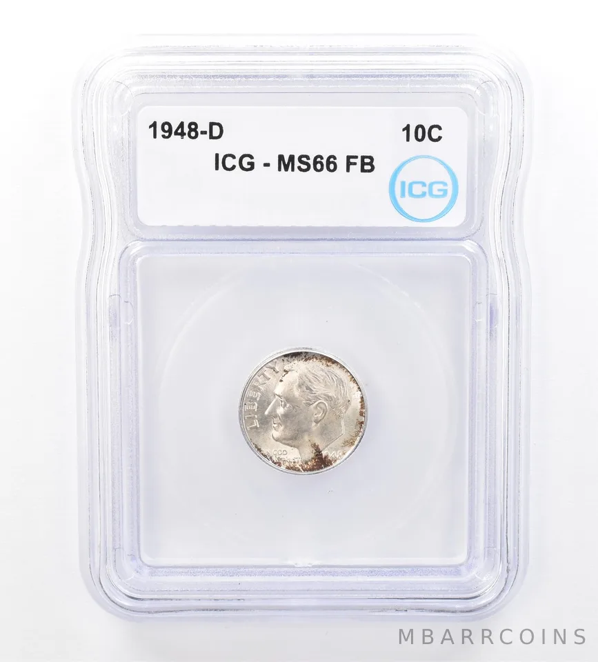 1948-D Roosevelt Dime MS66 FB ICG Beautiful Tone a1636